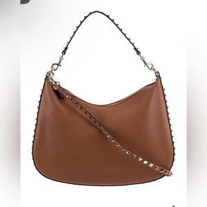 Authentic Valentino Brown Studded Shoulder Bag NWOT.